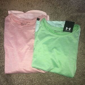 Under Armour Pink and Green Shirts